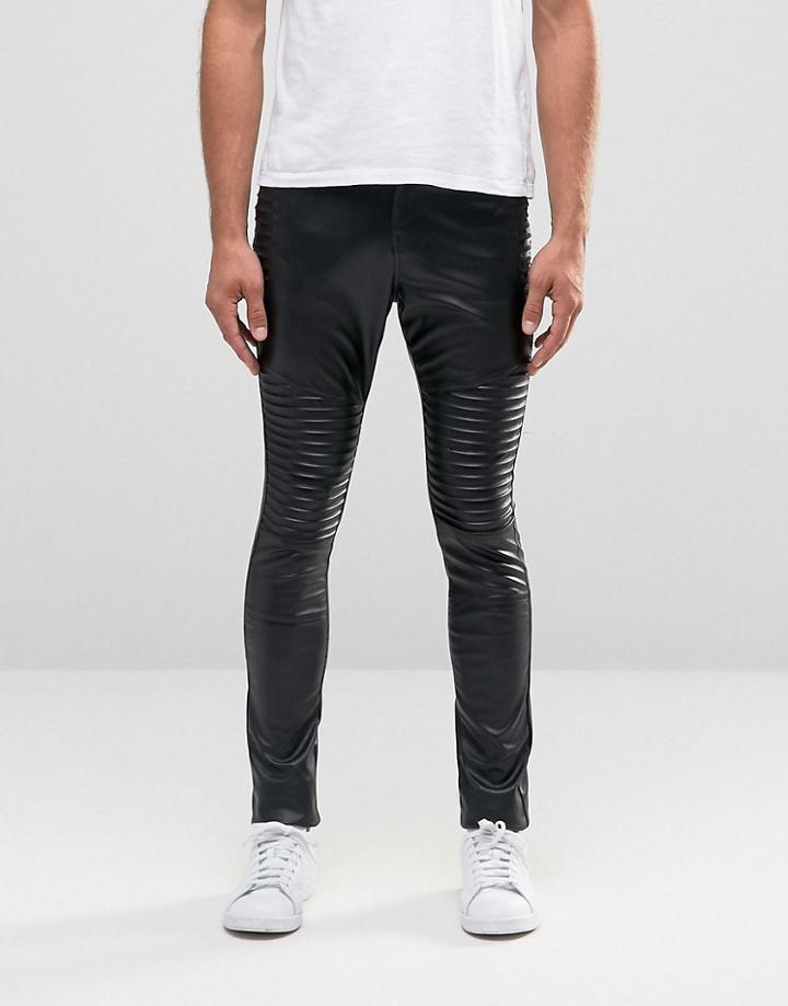Liquor & Poker Pleather Biker Jean - Black