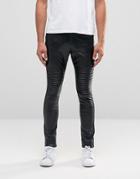 Liquor & Poker Pleather Biker Jean - Black