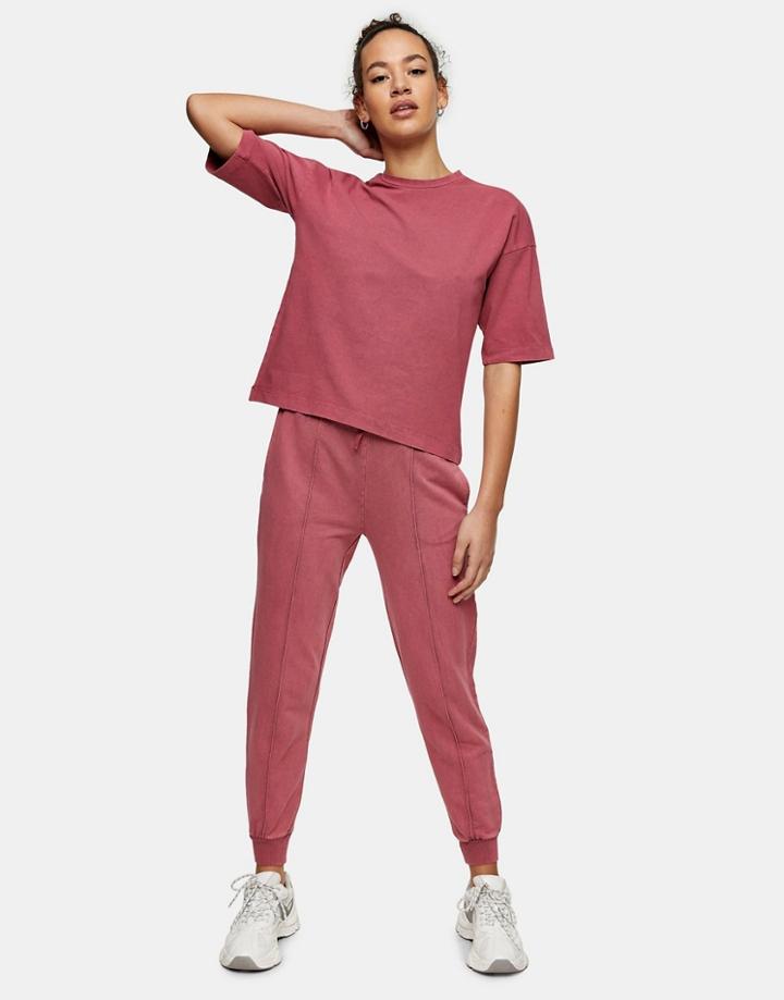 Topshop Set Acid Wash Sweatpants In Pink