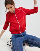 Stradivarius Zip Up Sports Jacket - Red