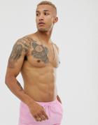 Asos Design Swim Short In Pink Short Length