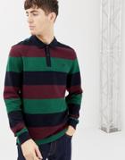 Fred Perry Enlarged Stripe Logo Sleeve Pique Polo In Navy - Navy