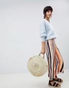 Asos Design Tailored Soft Jacquard Stripe Culottes - Multi
