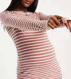 Asos Design Maternity Long Sleeve Striped T-shirt In Mink-multi