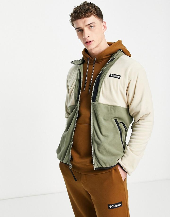 Columbia Backbowl Lightweight Full Zip Fleece In Black Brown/khaki