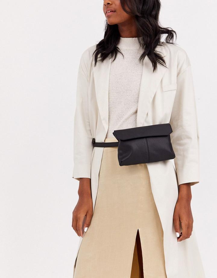 Asos Design Leather Flat Fanny Pack