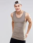 Asos Extreme Muscle Vest In Beige - Brown