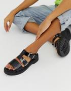 Asos Design Fate Chunky Flat Sandals-black