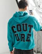 The Couture Club Hoodie In Teal With Chenille Logo Patchwork-blue