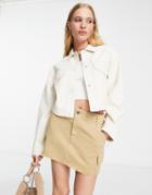 Bershka Cotton Canvas Jacket With Large Pockets In White