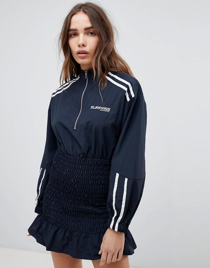 Stylenanda Tracksuit Dress With Shirring - Black