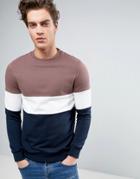 New Look Sweatshirt With Block Print In Mauve And Navy - Purple