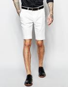 Devil's Advocate Skinny Stretch Fit Herringbone Suit Shorts - White