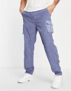 Liquor N Poker Cargo Pants In Blue Acid Wash Cord - Part Of A Set
