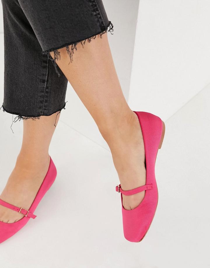 Asos Design Lolly Mary Jane Ballet Flats In Pink