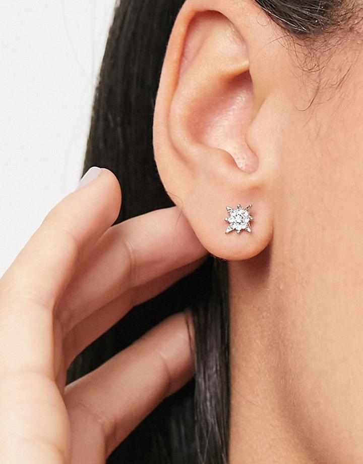 Pieces Diamante Star Stud Earrings In Silver