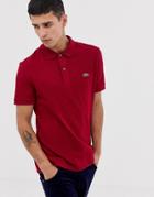 Lacoste Slim Fit Logo Polo In Burgundy-red