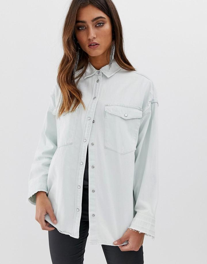 Allsaints Harper Oversized Denim Shirt-blue