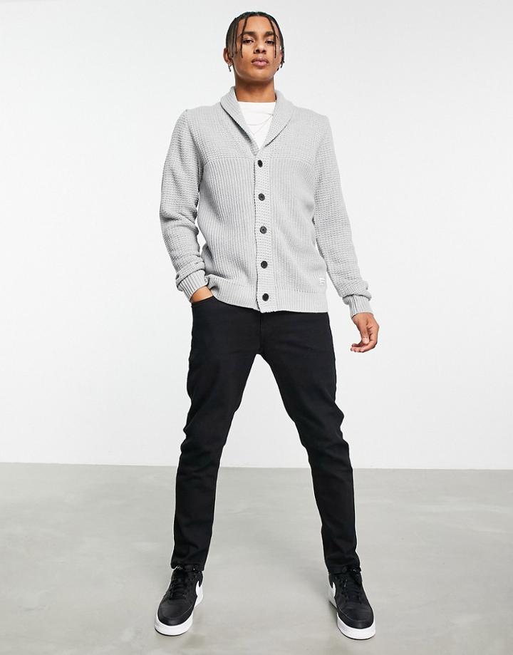 Jack & Jones Originals Shawl Collar Cardigan In Gray