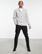 Jack & Jones Originals Shawl Collar Cardigan In Gray