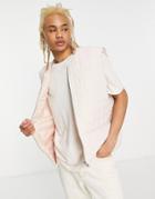Asos Design Lightweight Quilted Vest In Pink
