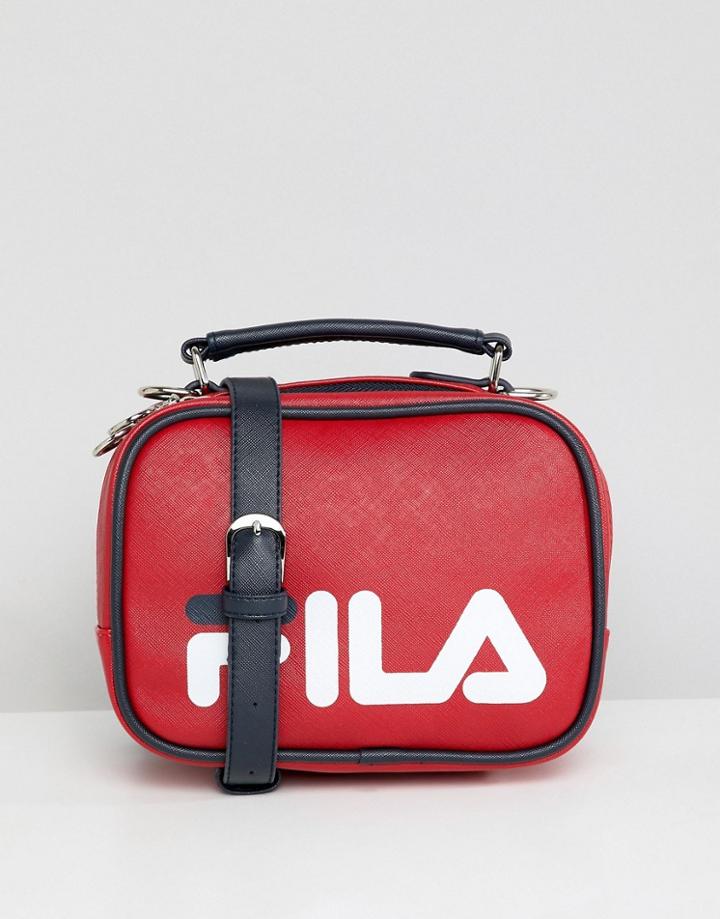 Fila Tribeca Red Boxy Shoulder Bag With Detachable Straps - Red