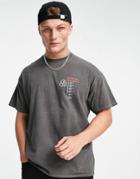 Topman Oversized T-shirt With Uniform Collective Chest Print In Gray-grey