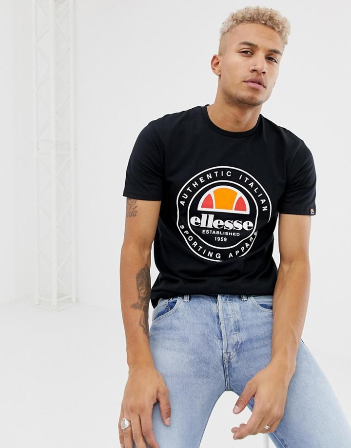 Ellesse Vettorio Large Stamp Logo T-shirt In Black - Black