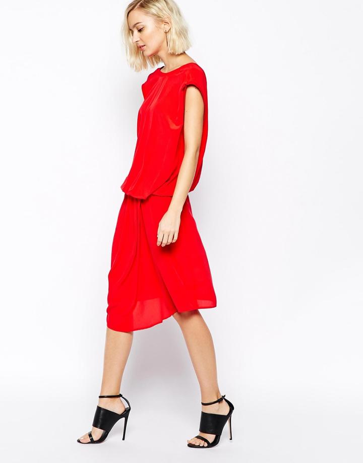 Gestuz Delilah Dress With Drape Detail - Red