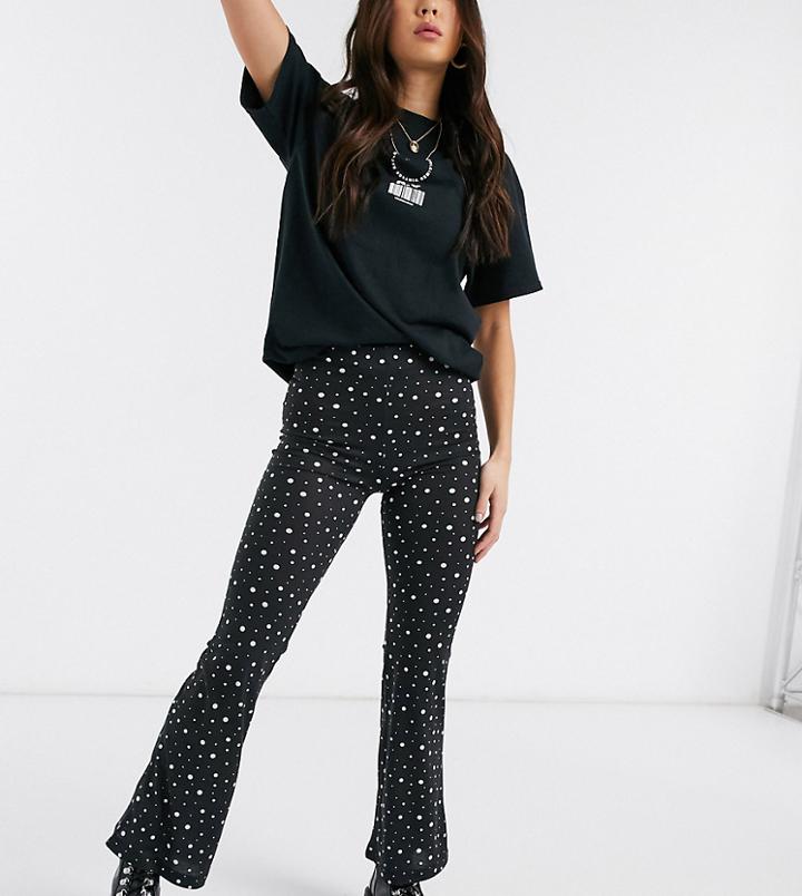 Reclaimed Vintage Inspired Flare Pants In Polka Dot-black
