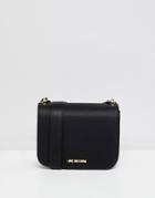 Love Moschino Logo Bag With Heart Pom Poms - Black
