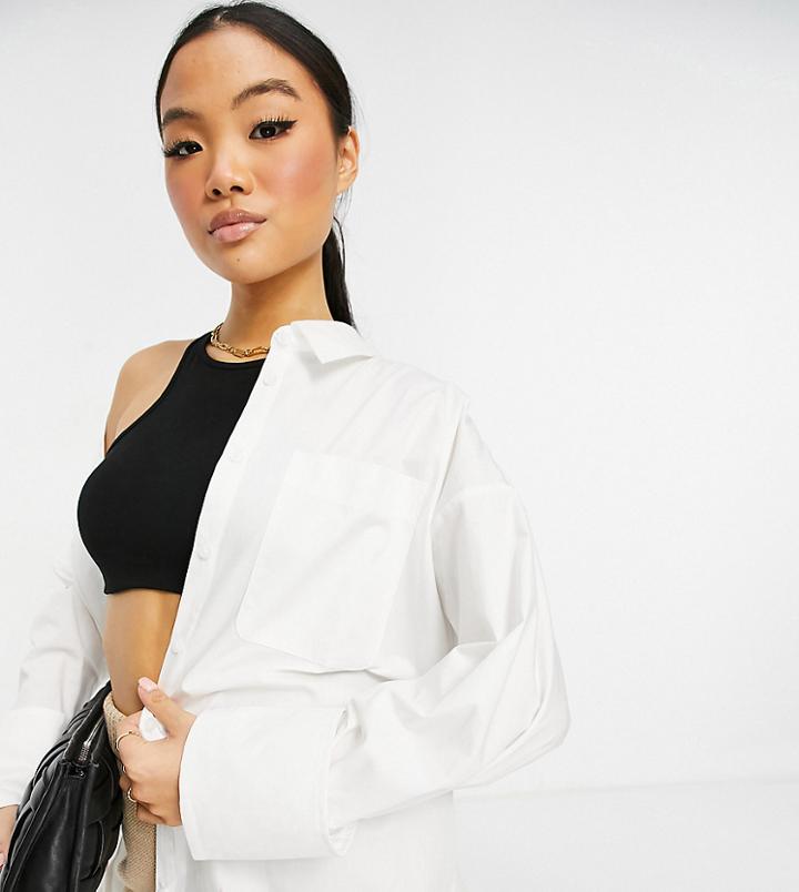 Asos Design Petite Super Oversized Relaxed Cotton Dad Shirt In White