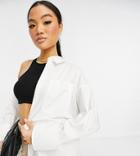 Asos Design Petite Super Oversized Relaxed Cotton Dad Shirt In White