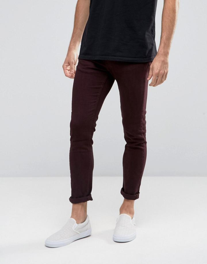 New Look 5 Pocket Skinny Jeans In Burgundy - Red