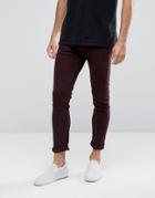 New Look 5 Pocket Skinny Jeans In Burgundy - Red