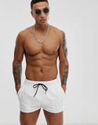 Asos Design Swim Shorts In White In Super Short Length