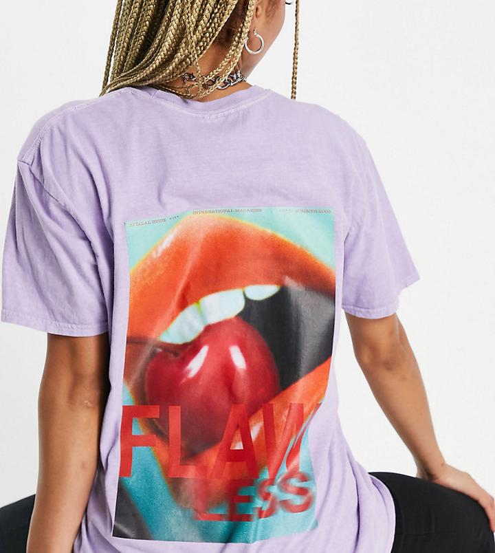 Asyou Oversized T-shirt With Flawless Graphic In Lilac-purple