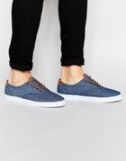 Asos Sneakers In Blue Chambray With Tan Trims - Blue