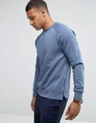 Threadbare Side Zip Crew Neck Sweat - Navy