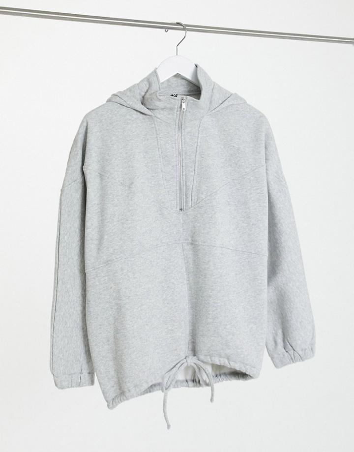 Pieces Lounge Half Zip Sweater In Gray-grey