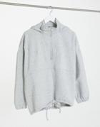 Pieces Lounge Half Zip Sweater In Gray-grey