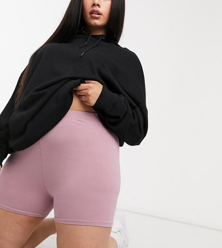 Asos Design Curve Shorter Length Legging Short In Mauve-purple