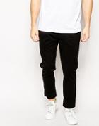 Asos Tapered Pants With Twill Pleating - Black