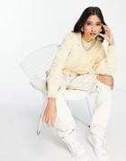 Asos Design Sweater In Mixed Yarn Stitch In Cream And Yellow-white