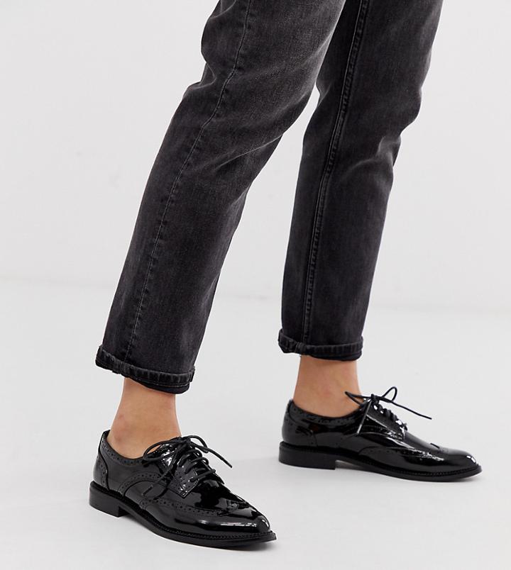 Asos Design More Flat Brogues In Black