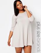 Club L Plus Estentials Swing Dress In Rib - Marl Gray
