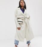 Collusion Plus Trench Coat With Removable Bag - Beige