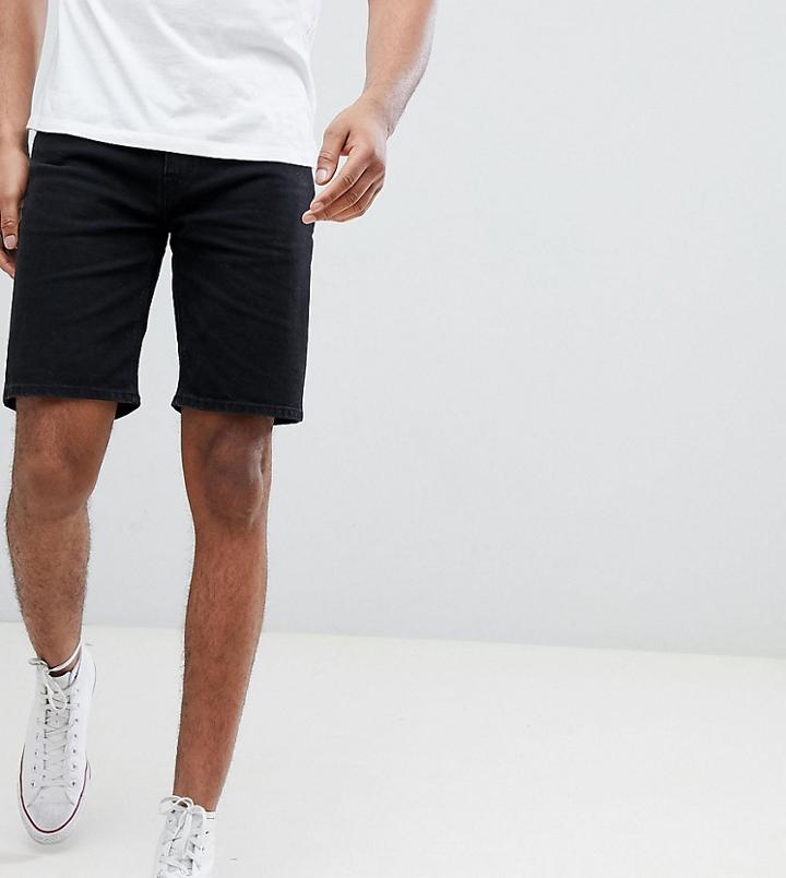 Asos Tall Denim Shorts In Skinny Black - Black