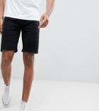 Asos Tall Denim Shorts In Skinny Black - Black