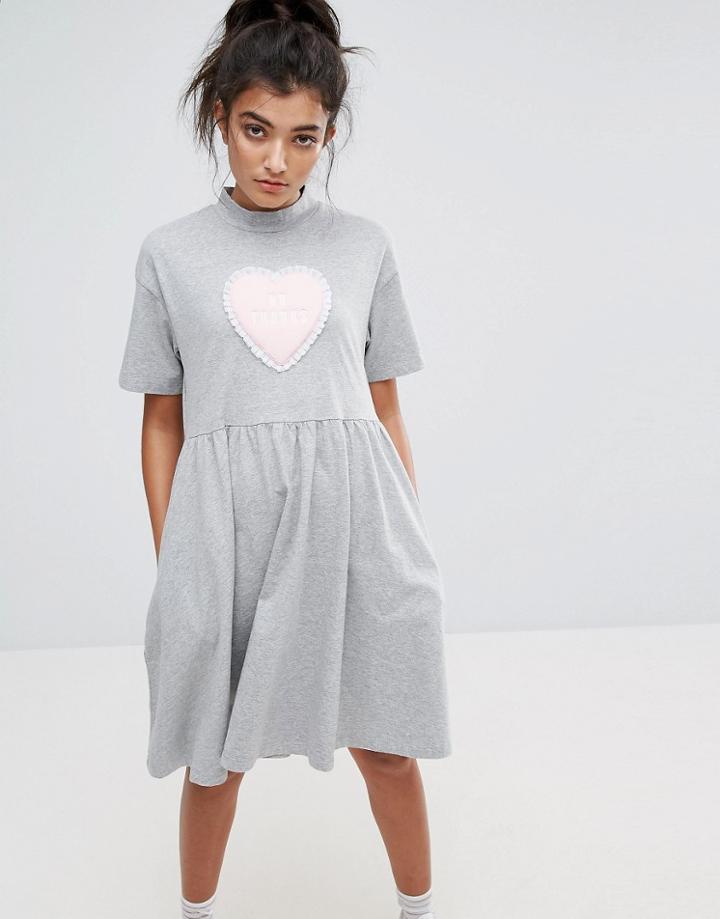 Lazy Oaf No Thanks T-shirt Dress - Gray